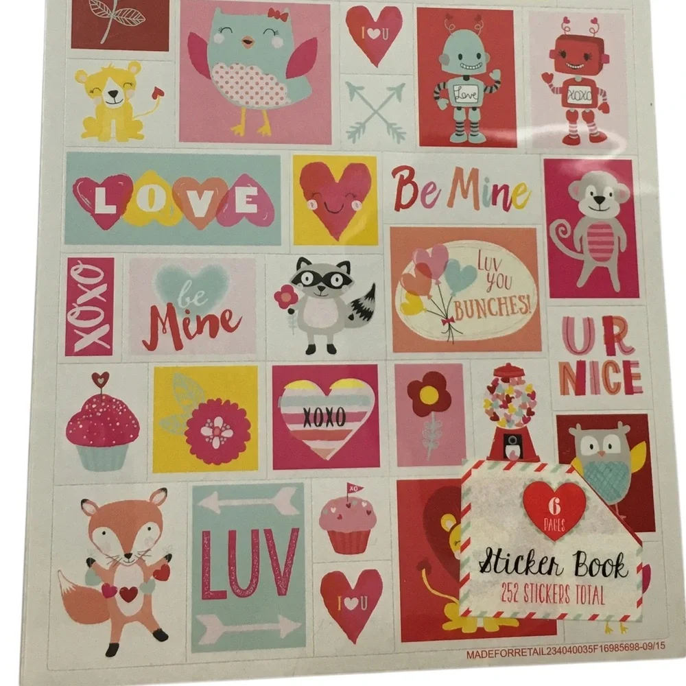 Valentine’s Stickers 2 Books 472+ Total Panda Elephant Owls Planner Scrapbooking